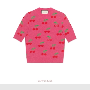 Haut en maille jacquard GG et cerise