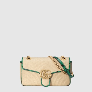 Online Exclusive GG Marmont raffia small shoulder bag