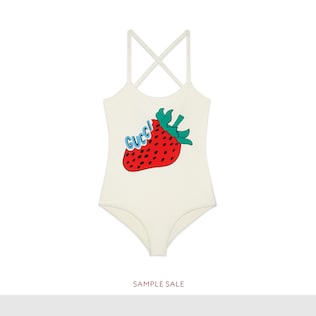Stretch fabric swimsuit with Gucci Strawberry