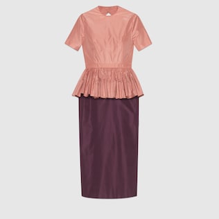 Silk taffeta dress with detachable cape