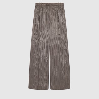 Moiré pants with ankle tie
