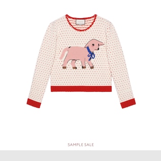 Heart wool jumper with lamb intarsia