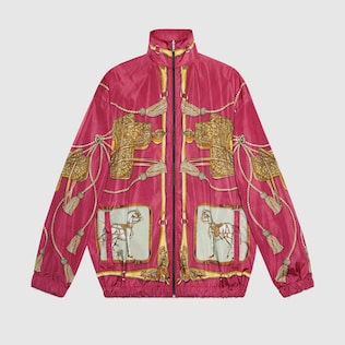 Oversize printed nylon bomber jacket