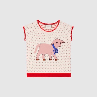 Chaleco de lana con intarsia de cordero