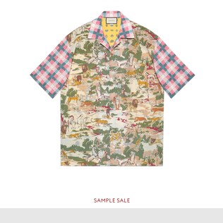 Oversize printed cotton bowling shirt