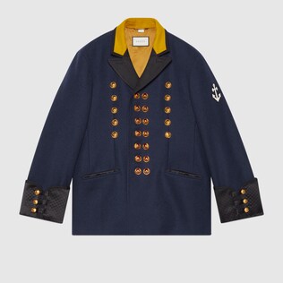Felt coat with anchor patch
