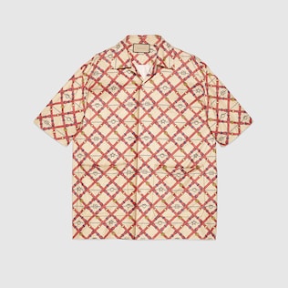 Oversize paper effect bowling shirt
