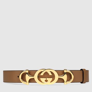 Leather belt with Interlocking G Horsebit