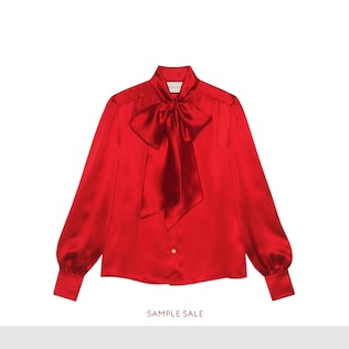 Satin shirt with neck bow