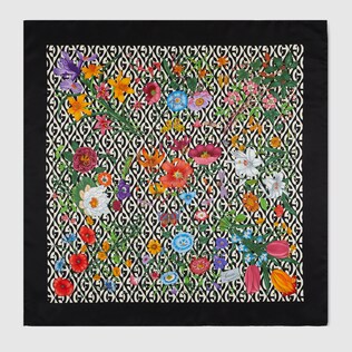Pañuelo de seda con Flora y rombos con G