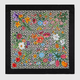 Tuch aus Seide mit Flora- und G Rhombus-Print