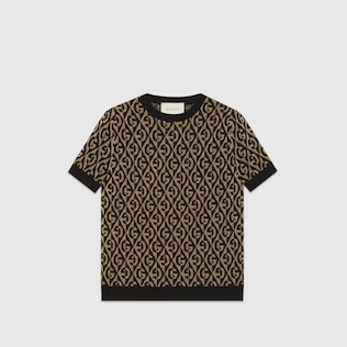 G rhombus lamé wool jacquard jumper