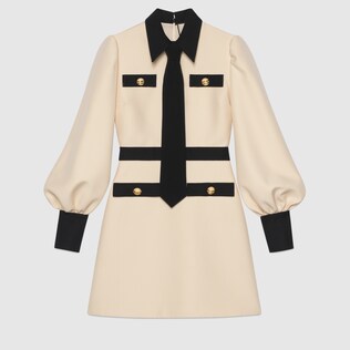 Wool silk dress with tie