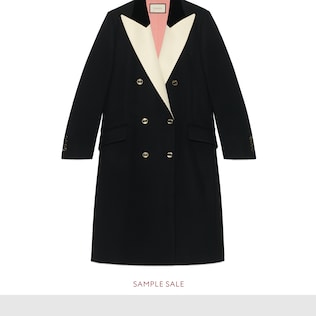 Wool coat with satin lapel