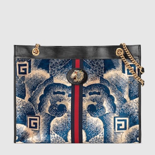 Rajah velvet large tote with cloud print