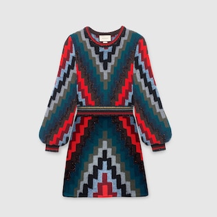 Multicolour wool knit mini dress
