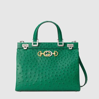 Gucci Zumi ostrich medium top handle bag