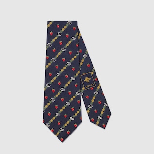 Double G, pineapples and strawberries silk tie