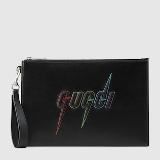 Pouch with Gucci Blade embroidery
