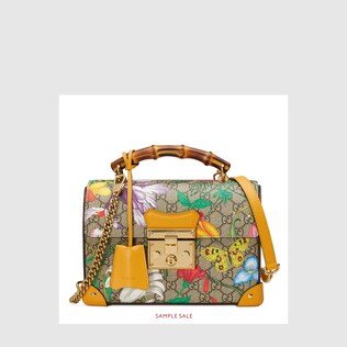 Padlock GG Flora small bamboo shoulder bag