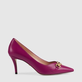 Gucci Zumi系列中跟皮革浅口鞋