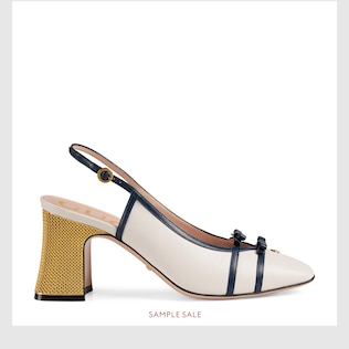 Leather mid-heel slingback pump