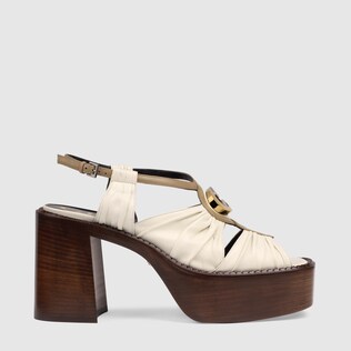 Leather mid-heel platform sandal