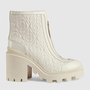 Bottines en cuir rhombus motif G à talon moyen
