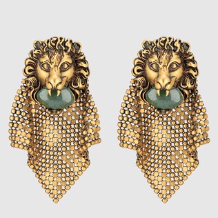 Lion head mesh earrings