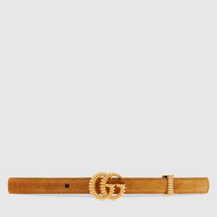 Ceinture en daim avec boucle Double G en dentelle au fuseau