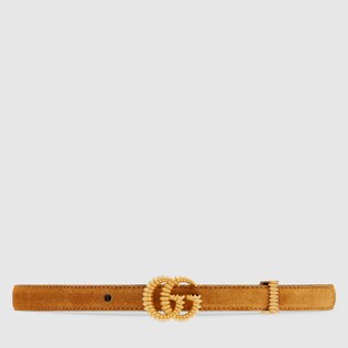 Suede belt with torchon Double G buckle