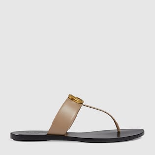 Tongs en cuir avec Double G