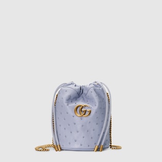 GG Marmont ostrich mini bucket bag