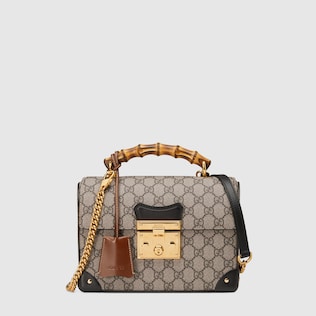 Sac à épaule GG Padlock en bambou petite taille