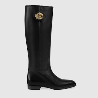 Bottes en cuir avec tête de tigre