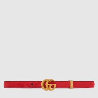 Suede belt with torchon Double G buckle