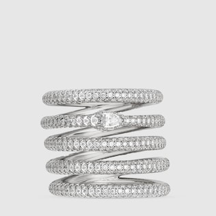 White gold and diamond five band Ouroboros ring