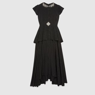Moiré silk gown with crystals