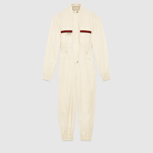 Cotton jumpsuit with Gucci label