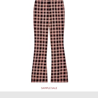 Check tweed flare trousers