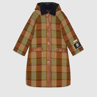 Check wool coat with Horsebit