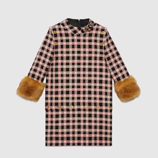 Tweed dress with detachable elements