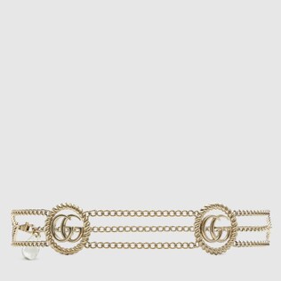 Chain belt with torchon Double G