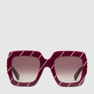 Crystal striped square sunglasses