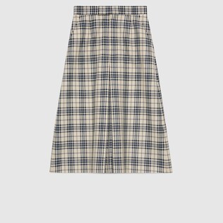 Check wool pleated pant
