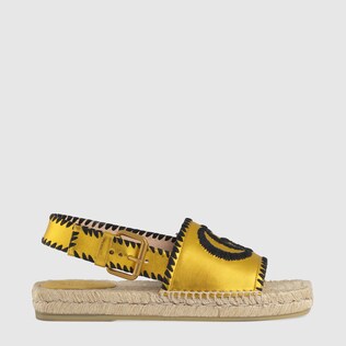 Metallic leather espadrille sandal