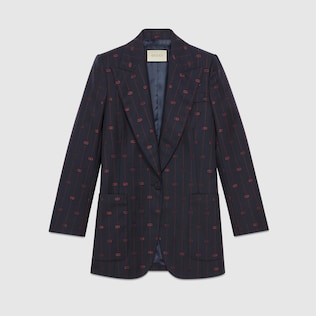 Retro GG thin stripe wool jacket