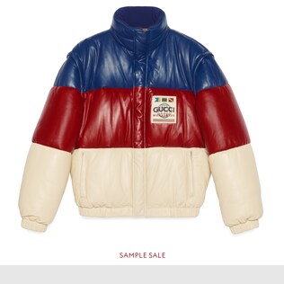 Veste en cuir matelassé avec empiècement