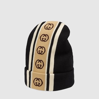 Wool hat with Interlocking G stripe