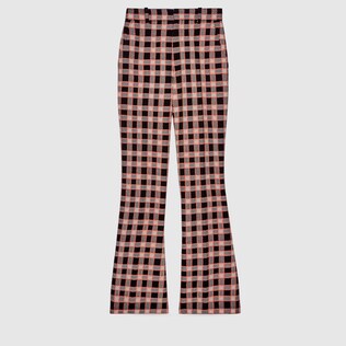 Check tweed flare trousers